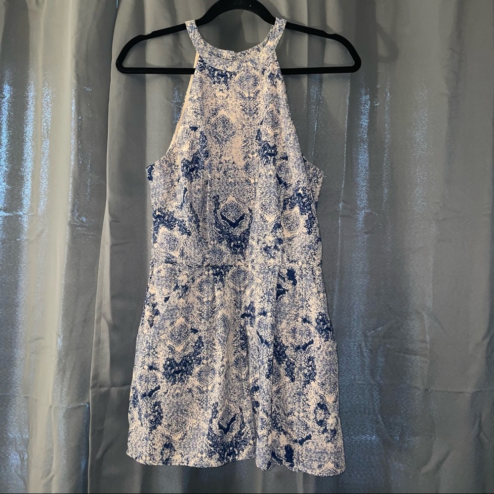 Blush Pink Navy Blue Romper